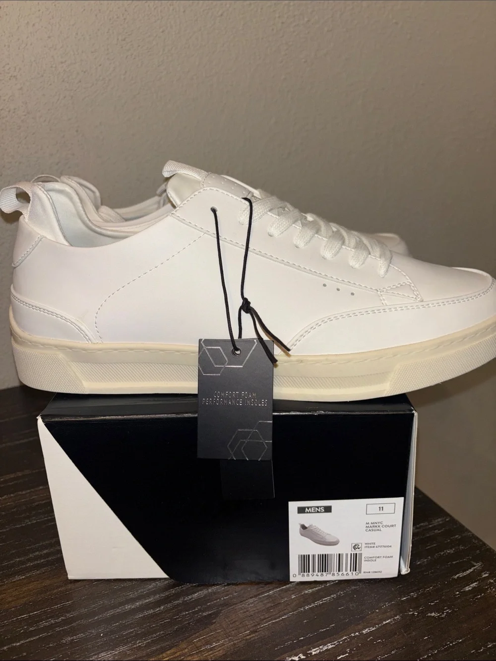 Madden NYC Classic White Low-Top Sneakers with Off-White Sole
